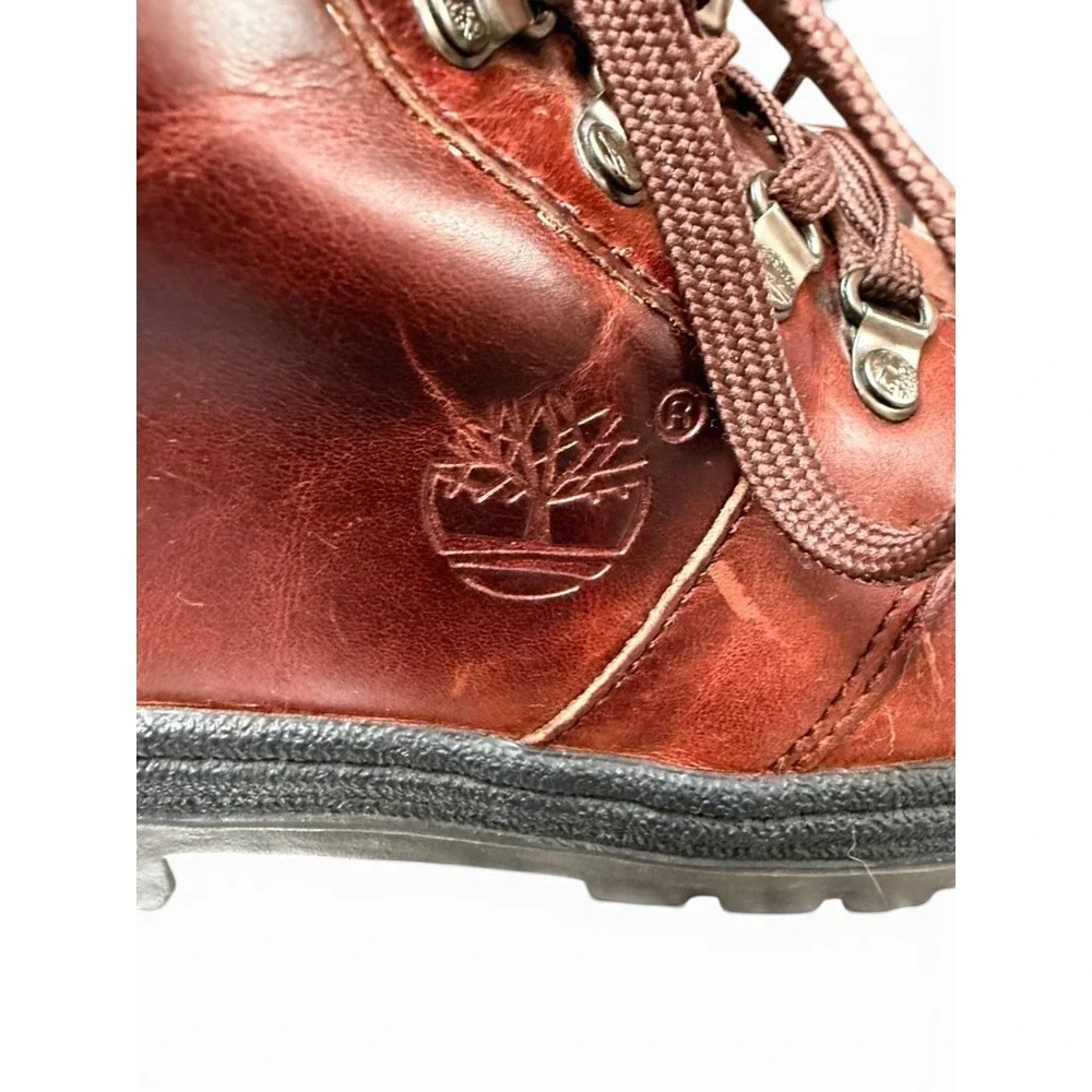 TIMBERLAND‎ Brown Leather Hiking Boots Moc Toe Lug Sole Men's 9–9.5